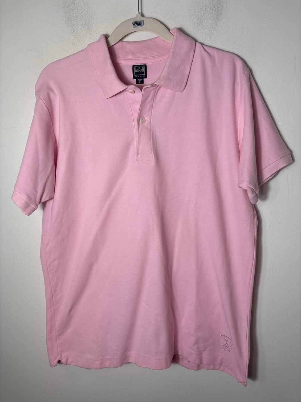 Mens Ike Behar NY Pink Polo Sz L